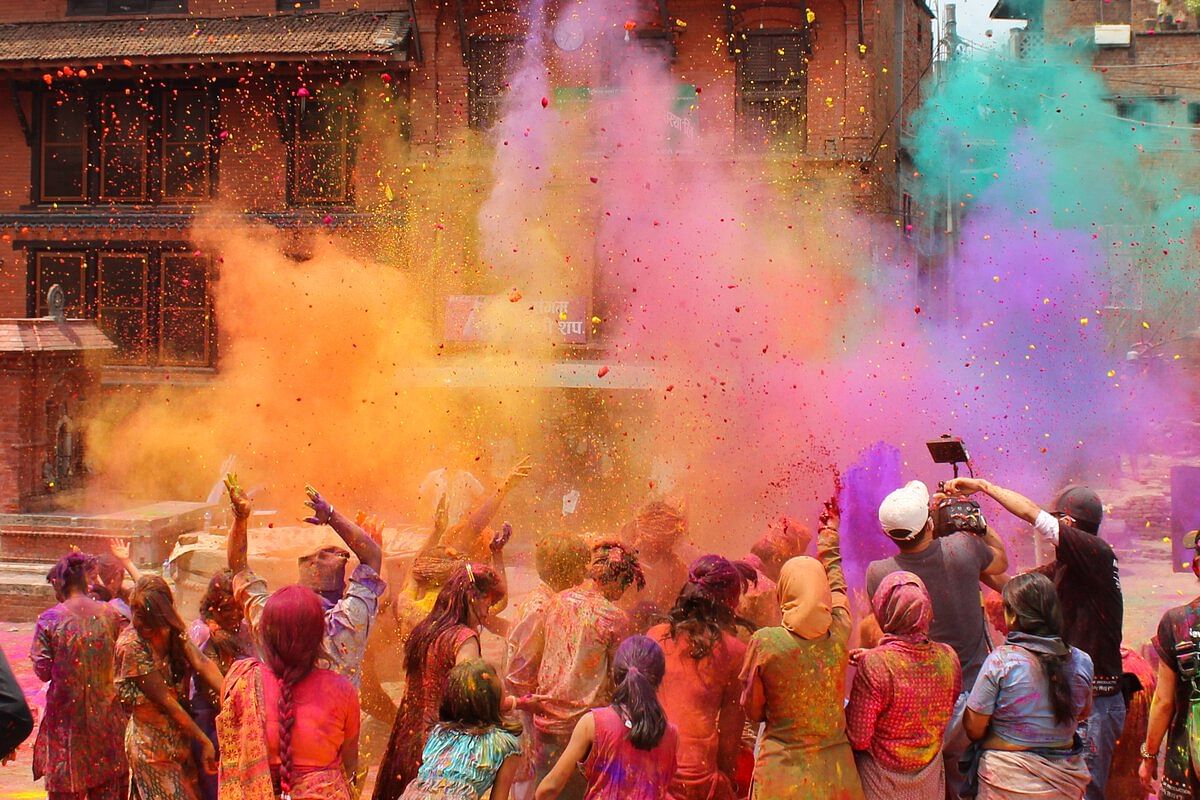 Rang Panchami, celebration of Holi with throwing of colors in Nasik, India  Stock Photo - Alamy