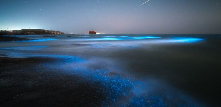 glowing blue waves